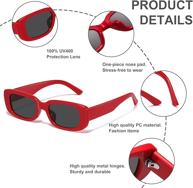 Retro rechteckige Y2K Sonnenbrille - Aria | Karnz