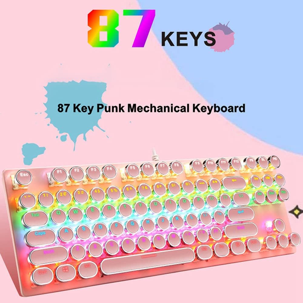 Mechanische Gaming-Tastatur mit 87 Tasten, RGB-Hintergrundbeleuchtung und blauen Schaltern