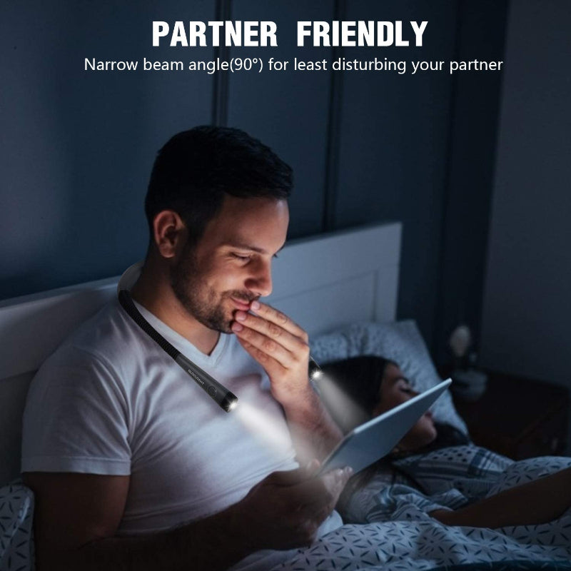 LED Nackenleselampe, Buchlicht zum Lesen im Bett, 3 Farben, 6 Helligkeitsstufen, flexibler Arm, wiederaufladbar, langlebig, perfekt zum Lesen, Stricken, Camping, Reparieren