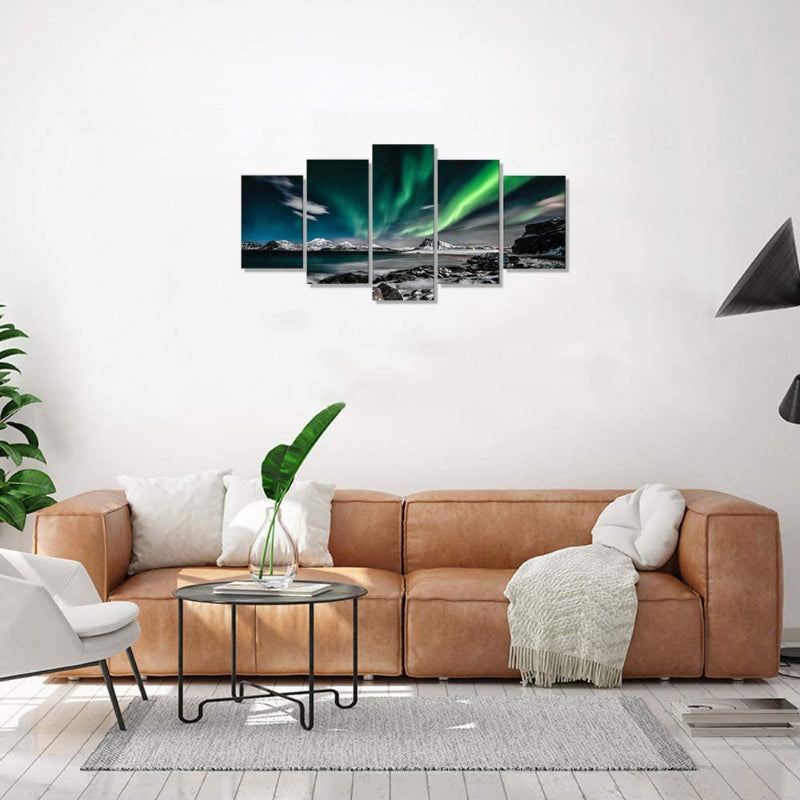 5-teilige Aurora Landschaft Leinwand Wandkunst Malerei