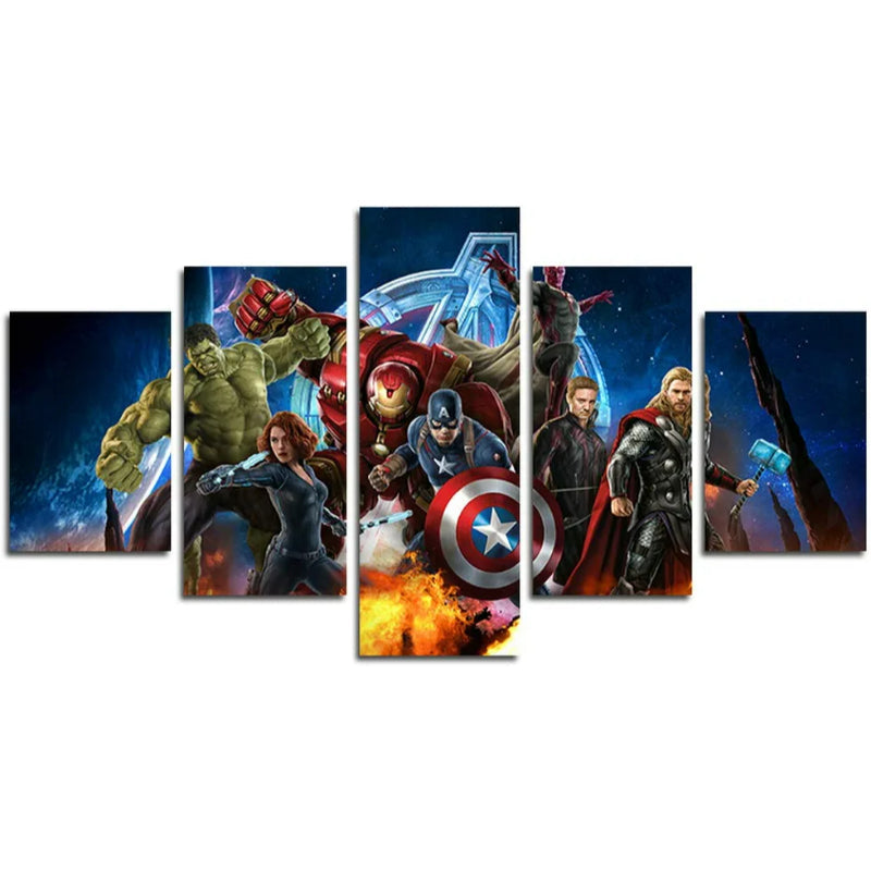 Set mit 5 Avengers-Superhelden-Wandleinwänden