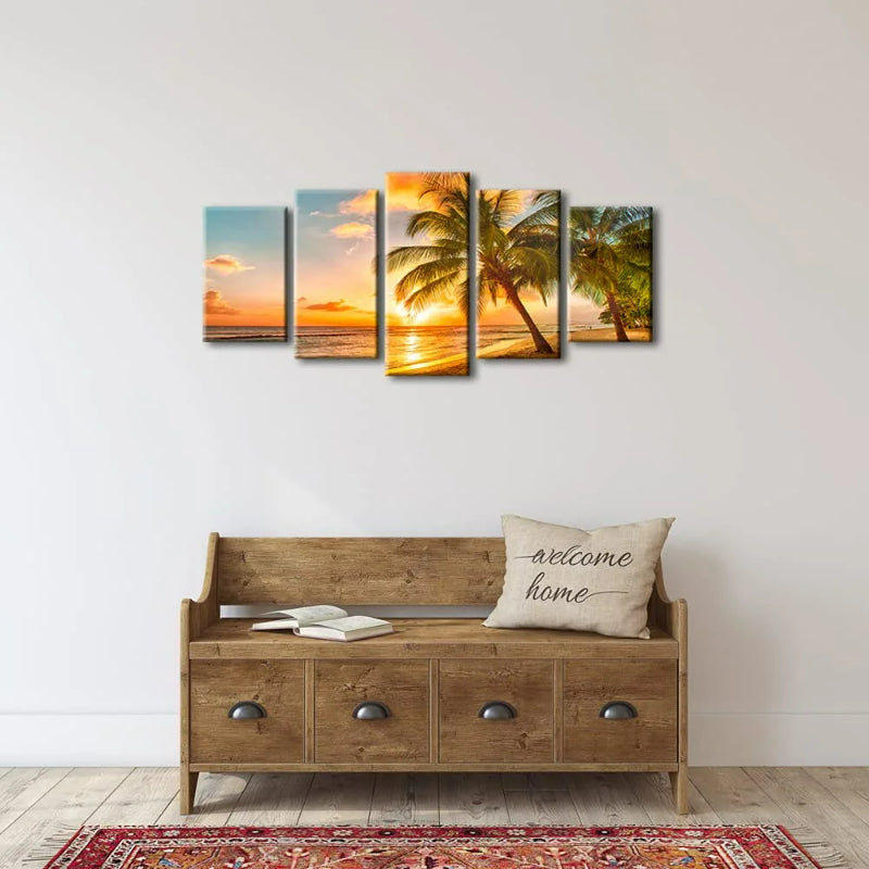 Set mit 5 gemütlichen Meeresmotiven auf Leinwand