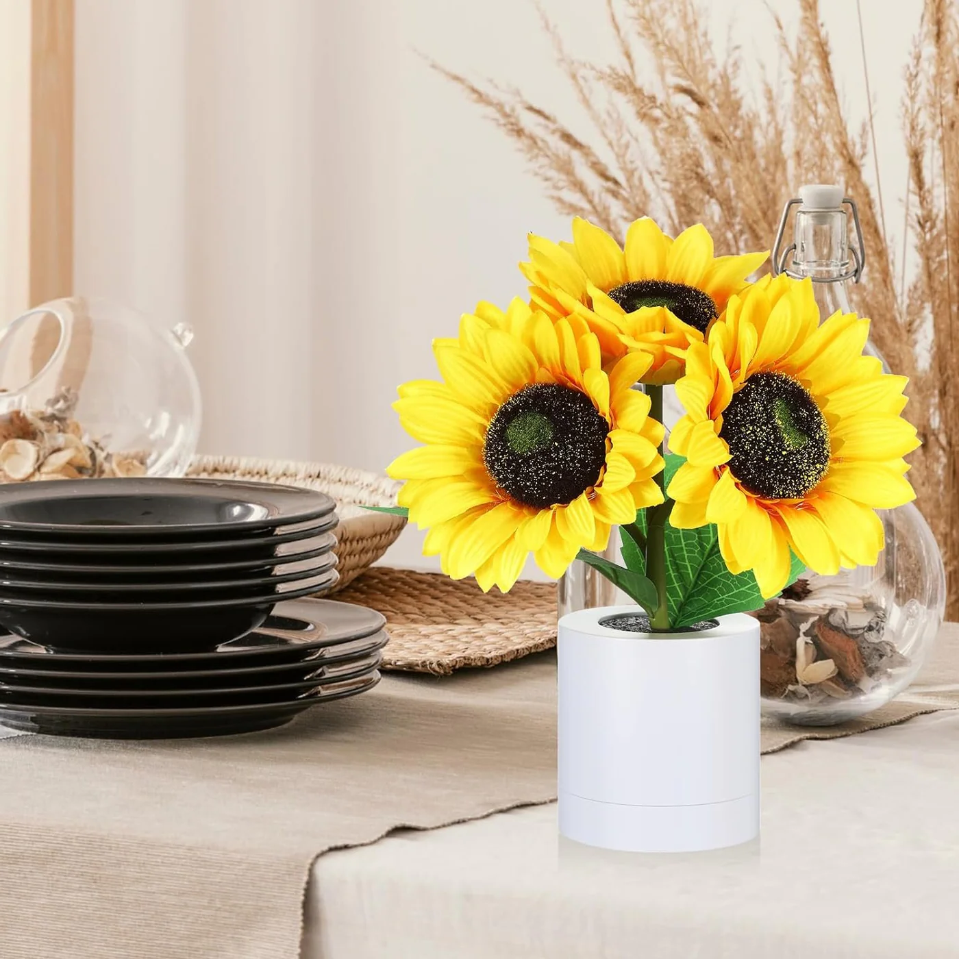 Sonnenblumenlampe – Künstliche Sonnenblume im Topf mit LED-Beleuchtung – Geschenkidee zum Valentinstag, Muttertag und Geburtstag