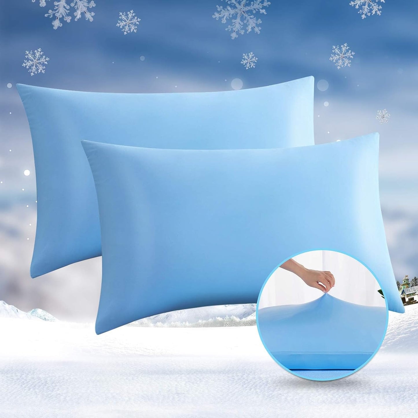 2-Pack Premium Seidige Super Kühlende Blau Kissenbezüge – Extreme Q-Max 0.5 | Karnz
