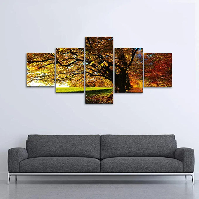 5 Stück Herbst Großbaum Landschaft Kunstdruck Leinwandmalerei