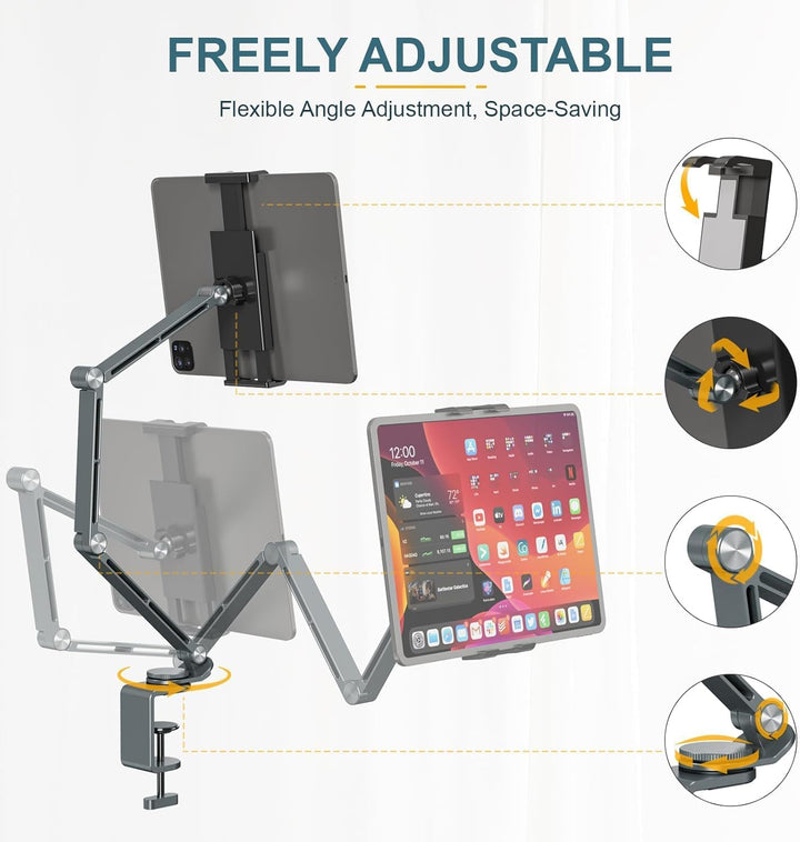 Verstellbarer Tablet-Tischständer aus Aluminium mit 360°-Drehung – Movaro