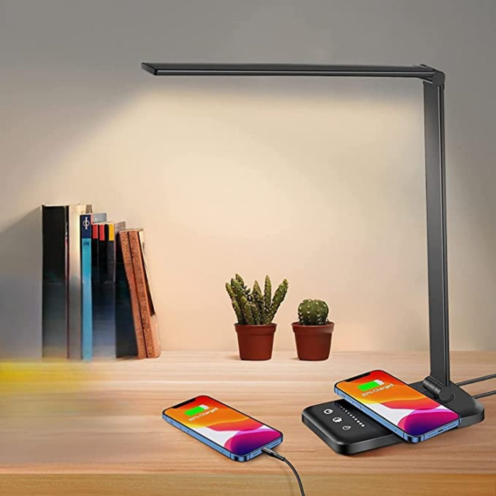 LED-Tae-Lampe mit USB-Ladeanschluss – 5 Lichteinstellungen und Dimmae-Helligkeitsregelung für Schreibtisch und Leselampe