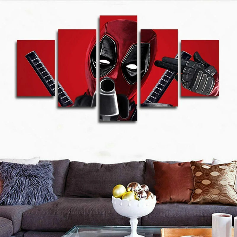 Set mit 5 Deadpool-Wandbildern