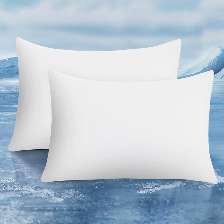 2-Pack Premium Seidene Super Kühlende Weiße Kissenbezüge – Extreme Q-Max 0.5 | Karnz
