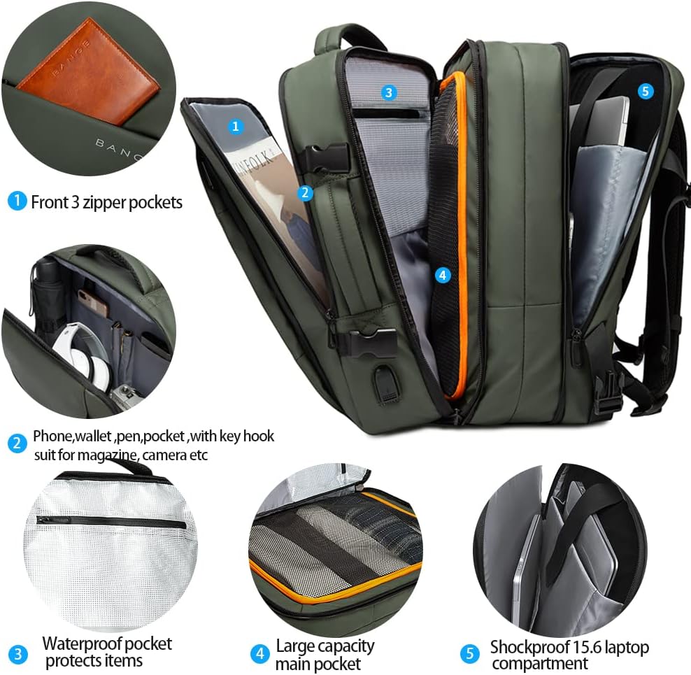 Erweiterbarer 26–45L wasserdichter Reisen-Rucksack mit Laptop-Fach & Duffle-Trage | Karnz