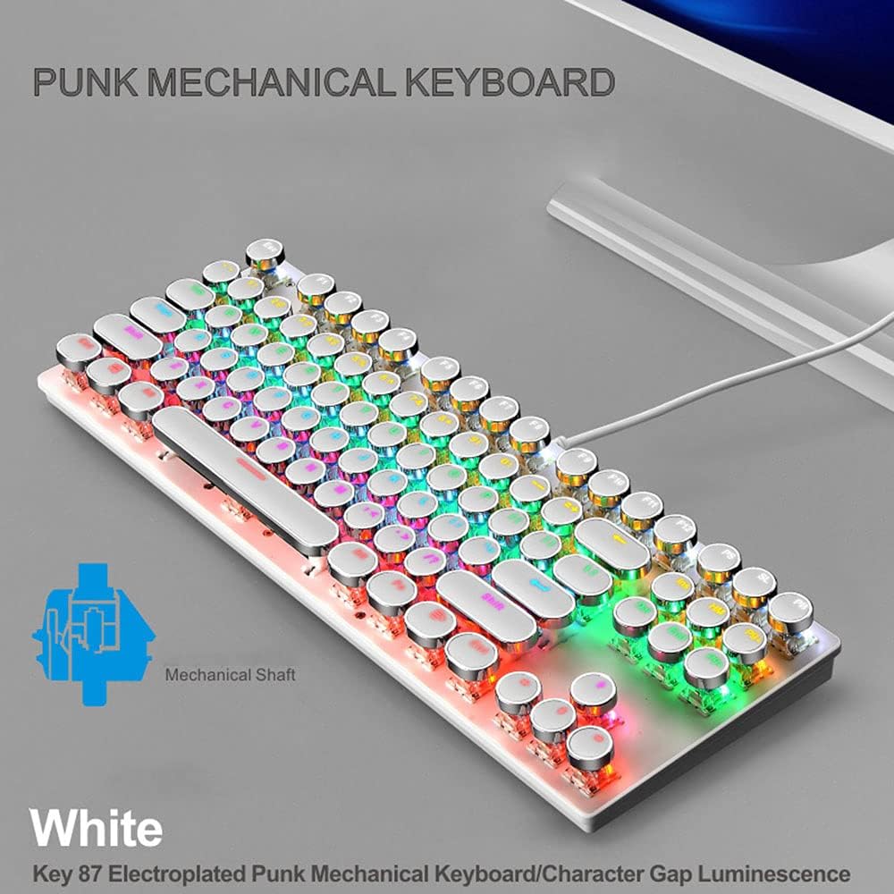 Mechanische Gaming-Tastatur mit 87 Tasten, RGB-Hintergrundbeleuchtung und blauen Schaltern