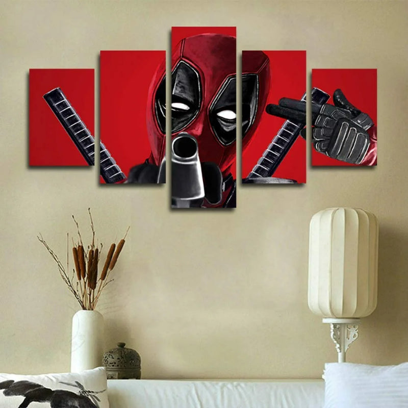 Set mit 5 Deadpool-Wandbildern