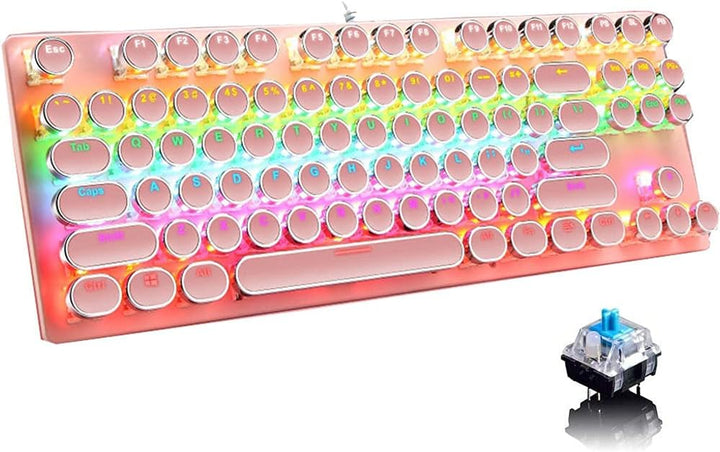 Mechanische Gaming-Tastatur mit 87 Tasten, RGB-Hintergrundbeleuchtung und blauen Schaltern