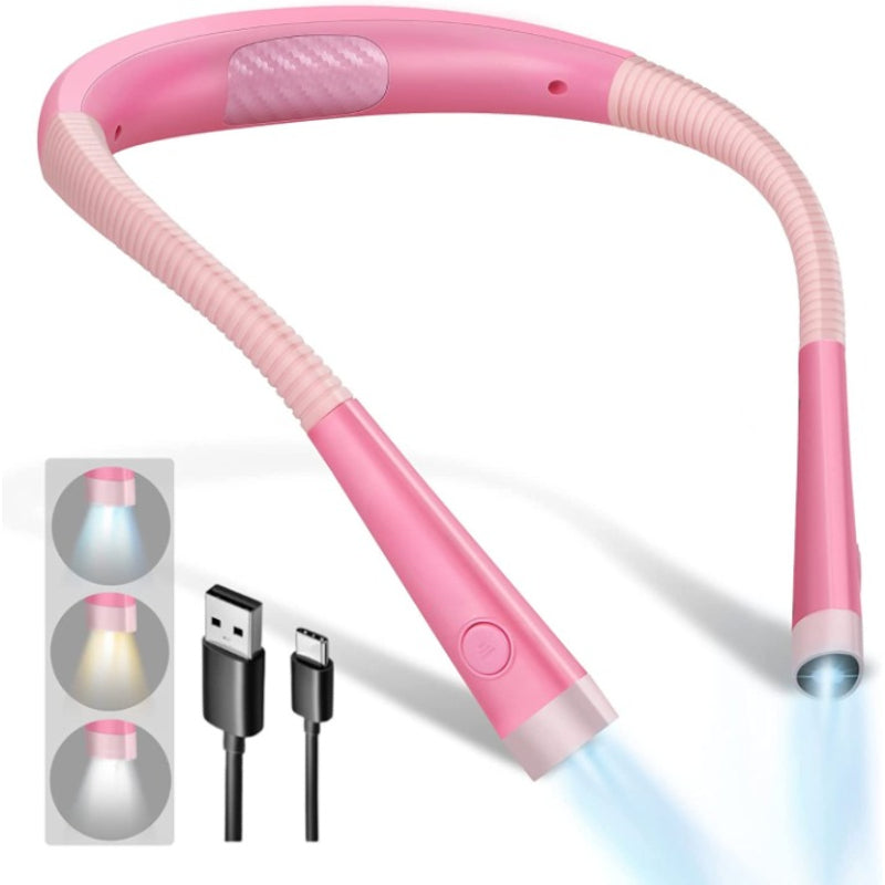LED Nackenleselampe, Buchlicht zum Lesen im Bett, 3 Farben, 6 Helligkeitsstufen, flexibler Arm, wiederaufladbar, langlebig, perfekt zum Lesen, Stricken, Camping, Reparieren