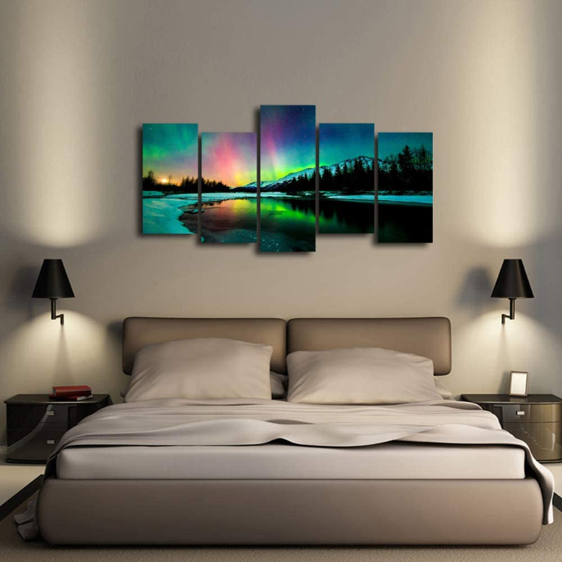 5-teiliges Aurora-Leinwand-Wandkunstgemälde
