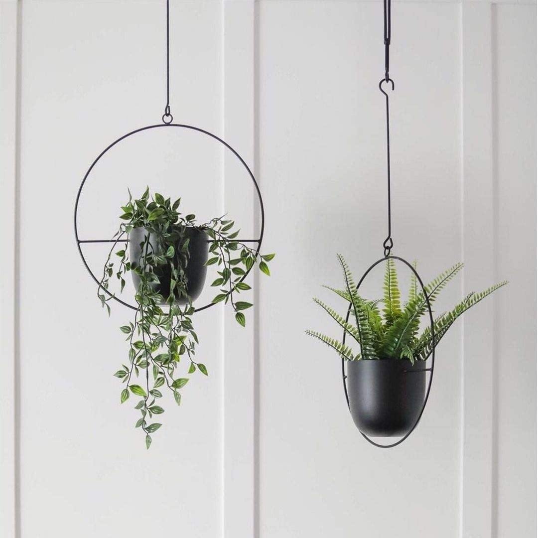 HaloRing Hängender Pflanzenhalter – Metall Hängeblumentopf für drinnen und draußen | Karnz