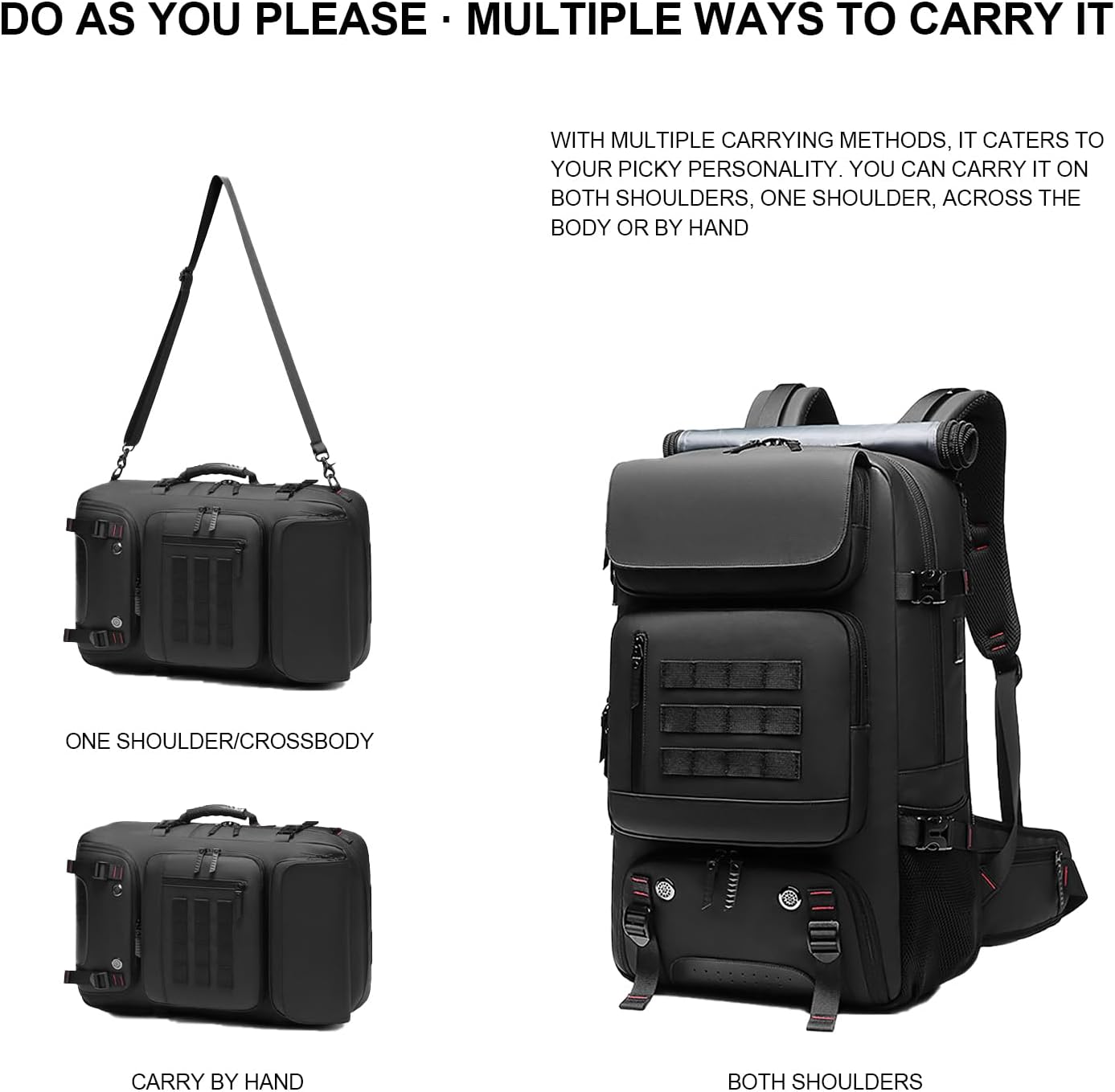 50L wasserdichte Reise-Rucksack mit Schuhfach & USB-Anschluss | Karnz