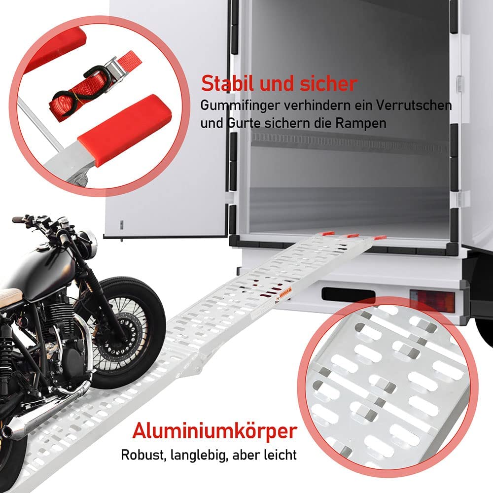 Auffahrrampe Klappbar 340kg Faltbare Alu Verladerampe Motorrad | Karnz