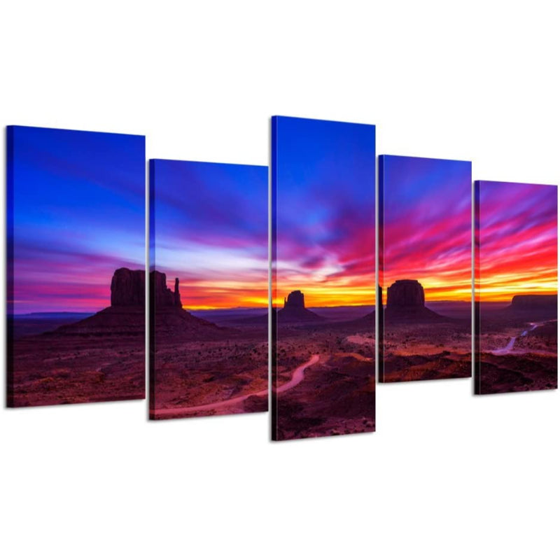 Set aus 5 Wandbildern „Sunrise Monument Valley“