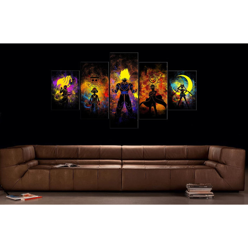 5 Stück Anime Kunst Leinwand Wandkunst Gemälde