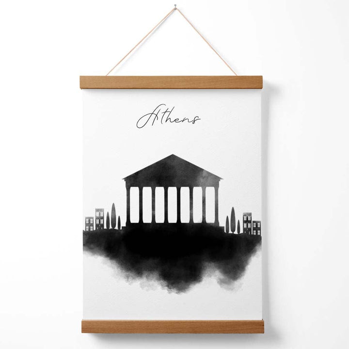 Athener Stadtposter mit Aquarell-Skyline und Aufhänger