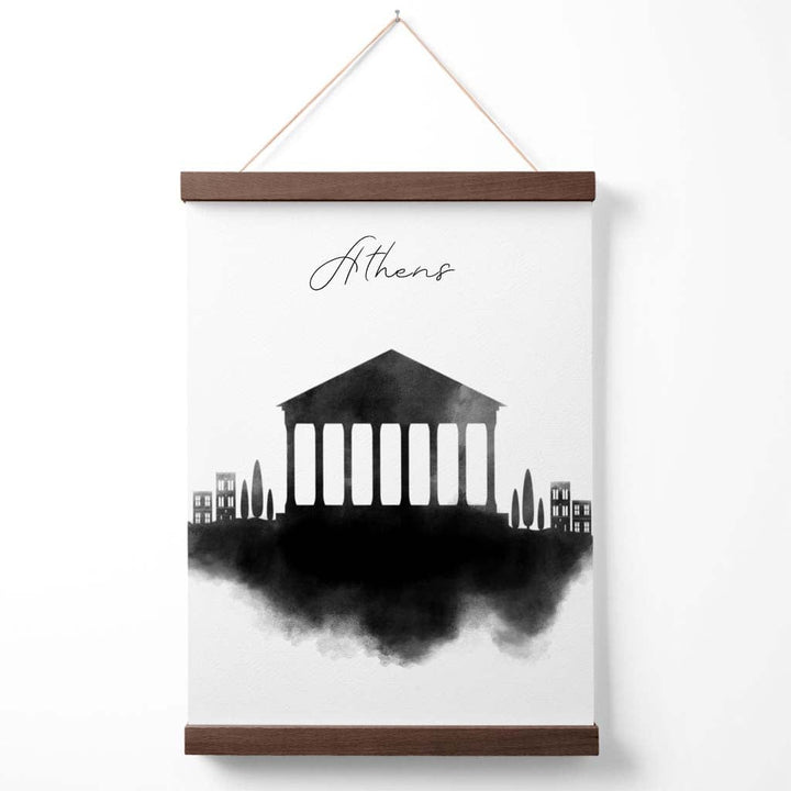 Athener Stadtposter mit Aquarell-Skyline und Aufhänger