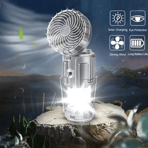 Tragbarer dehnbarer Solar-Lithiumbatterie-Elektrolüfter + Notlicht | Karnz