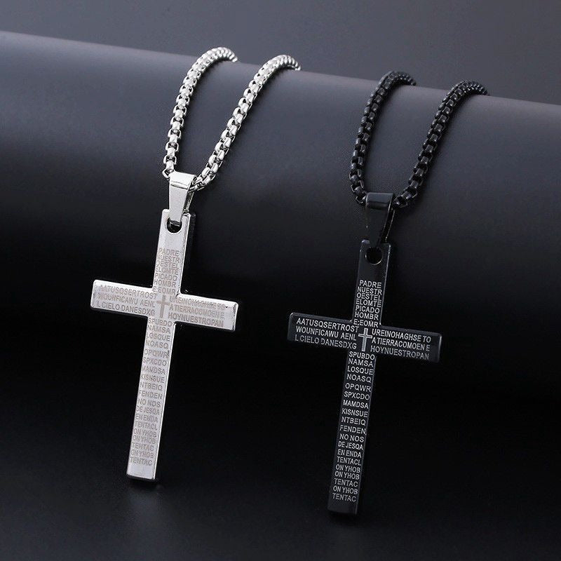 Graviertes Vaterunser Kreuz Halskette Karnz