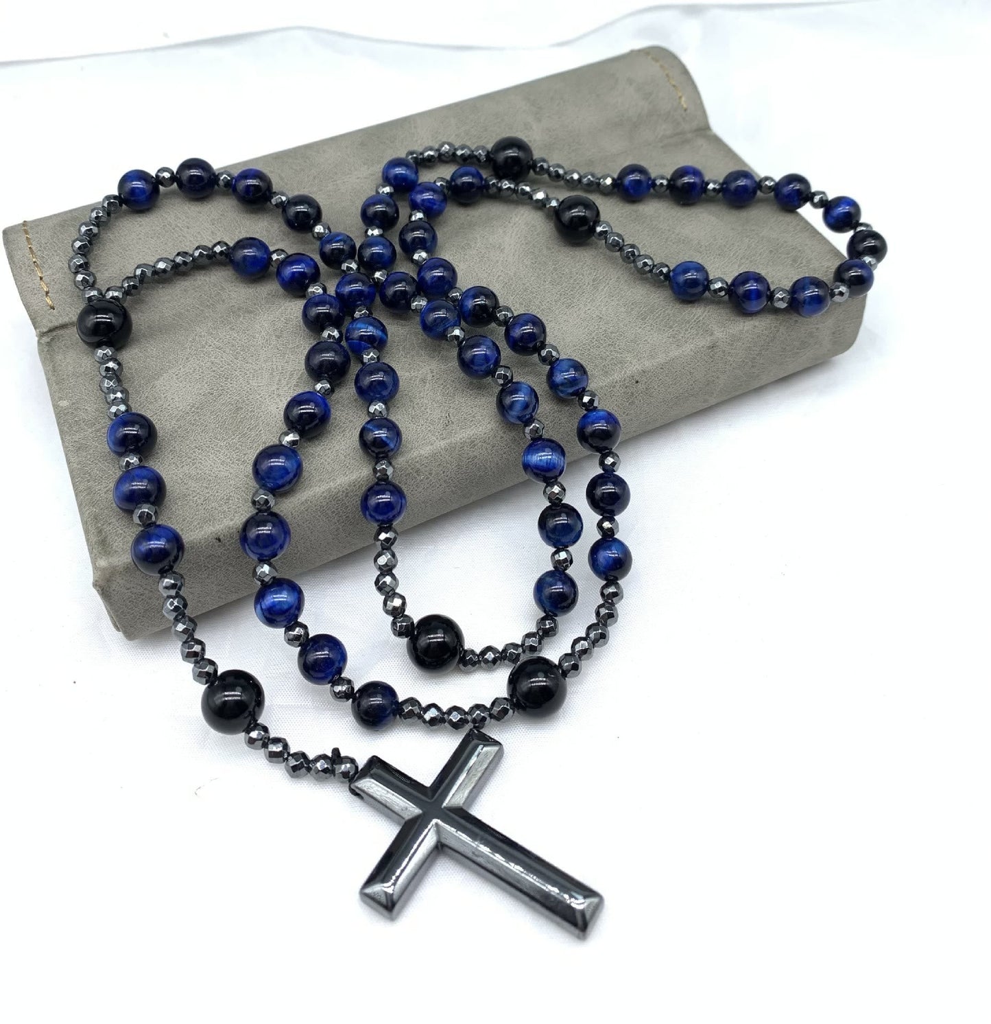Orion-Spirituelle Halskette mit Tigerauge und Lapislazuli – Rosenkranz für Männer