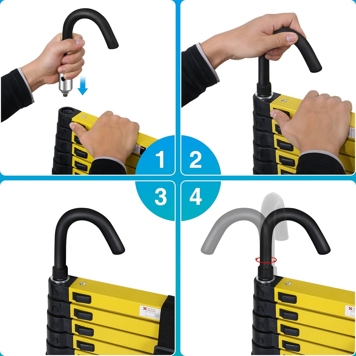 Teleskopleiter Aluminium mit Abnehmbarem Haken | Karnz