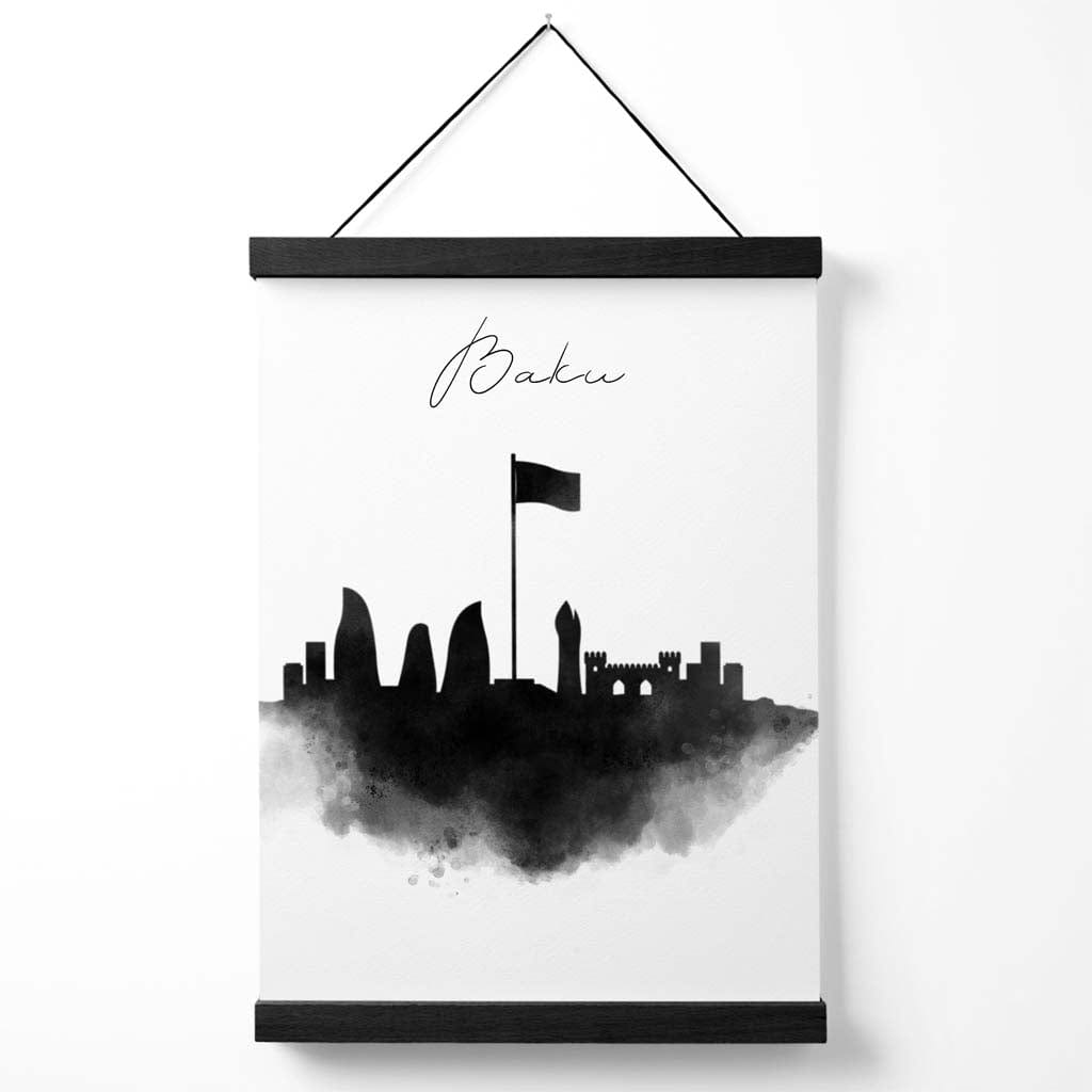 Baku-Aquarell-Skyline-Stadtposter mit Aufhänger