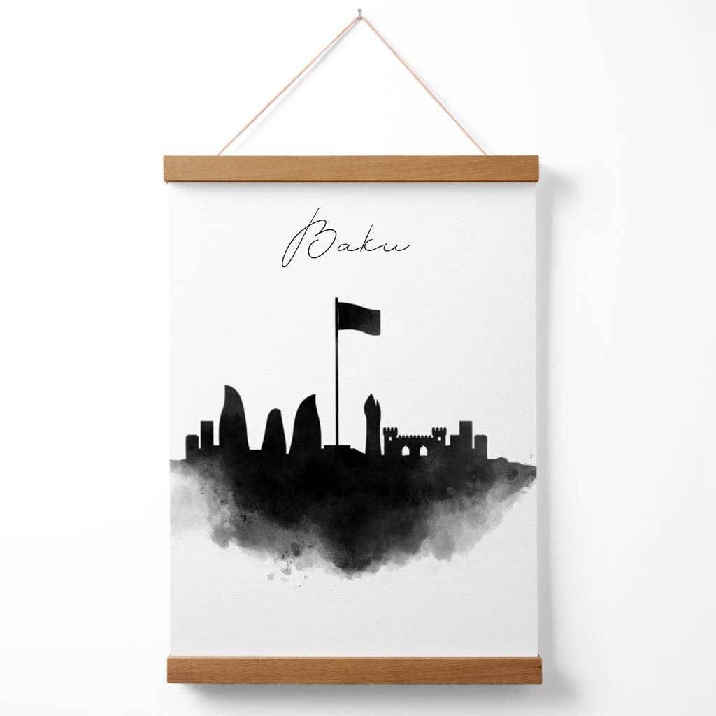 Baku-Aquarell-Skyline-Stadtposter mit Aufhänger