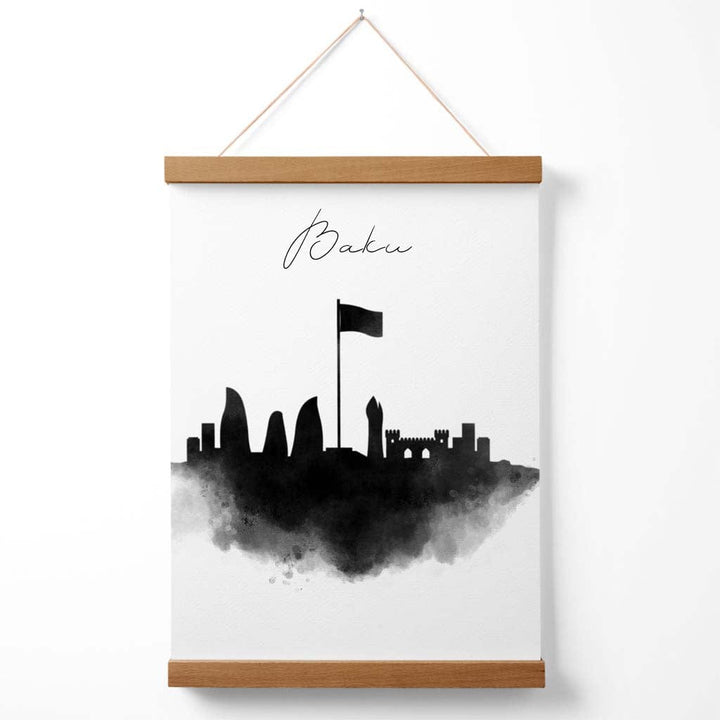 Baku-Aquarell-Skyline-Stadtposter mit Aufhänger
