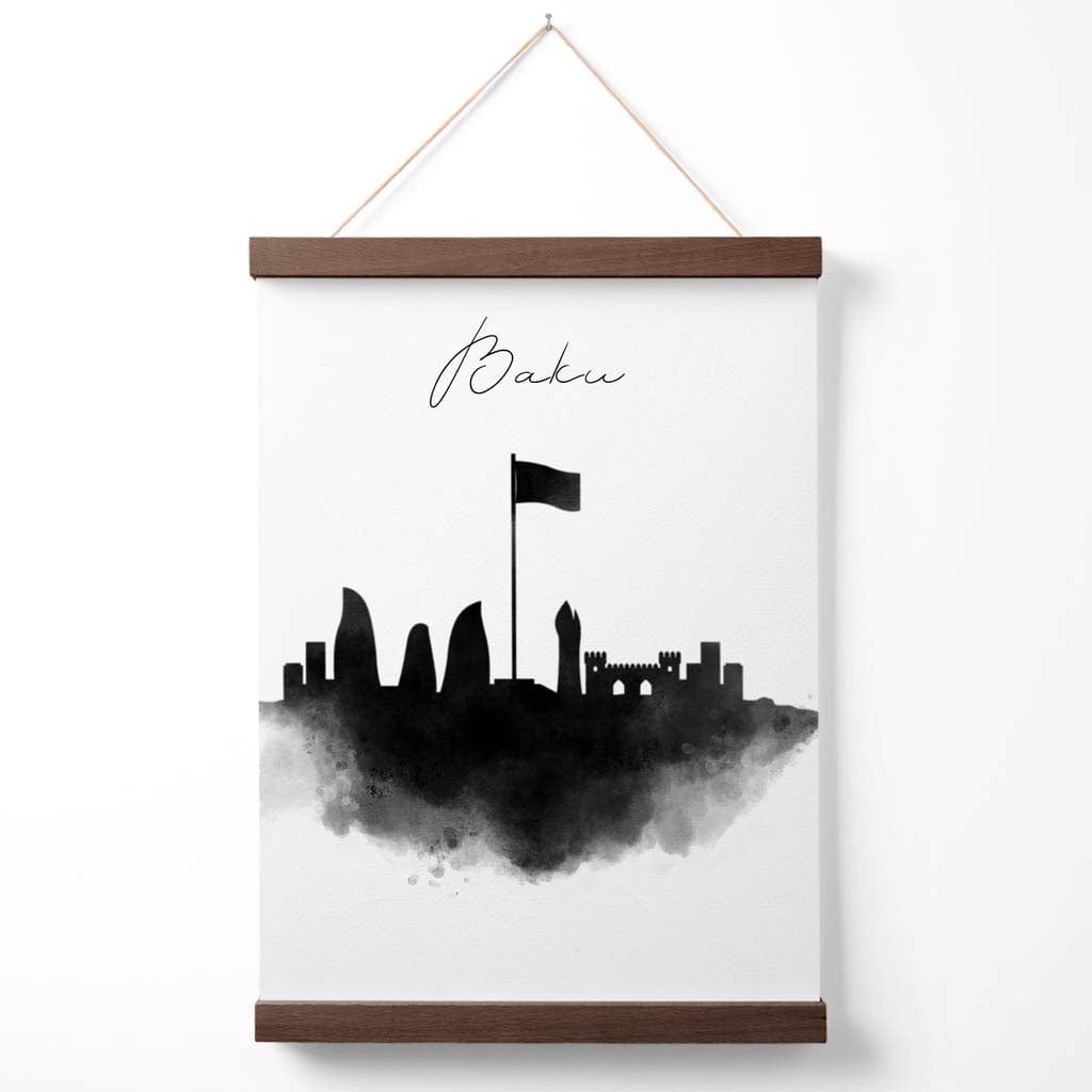 Baku-Aquarell-Skyline-Stadtposter mit Aufhänger