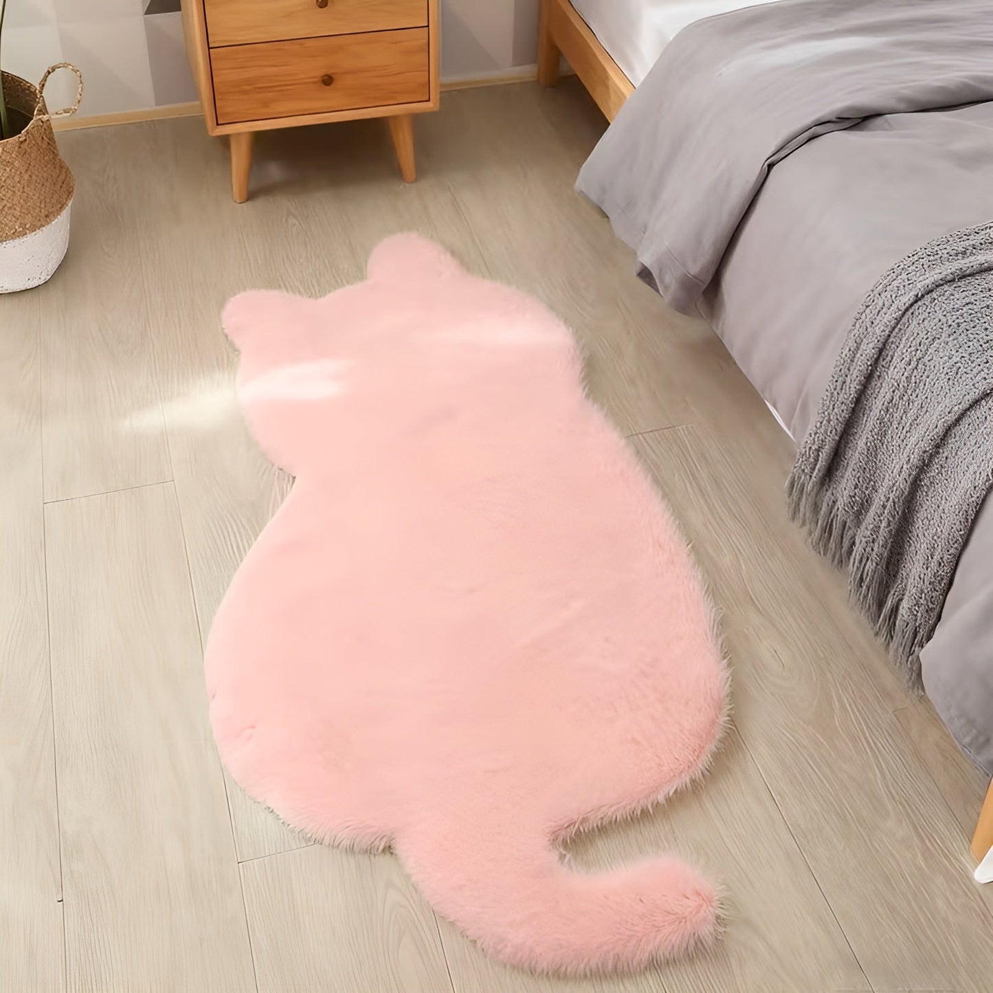 Kleiner Teppich in Katzenform – Weich und kuschelig | Perfekt für Sofa, Regal oder Kommode