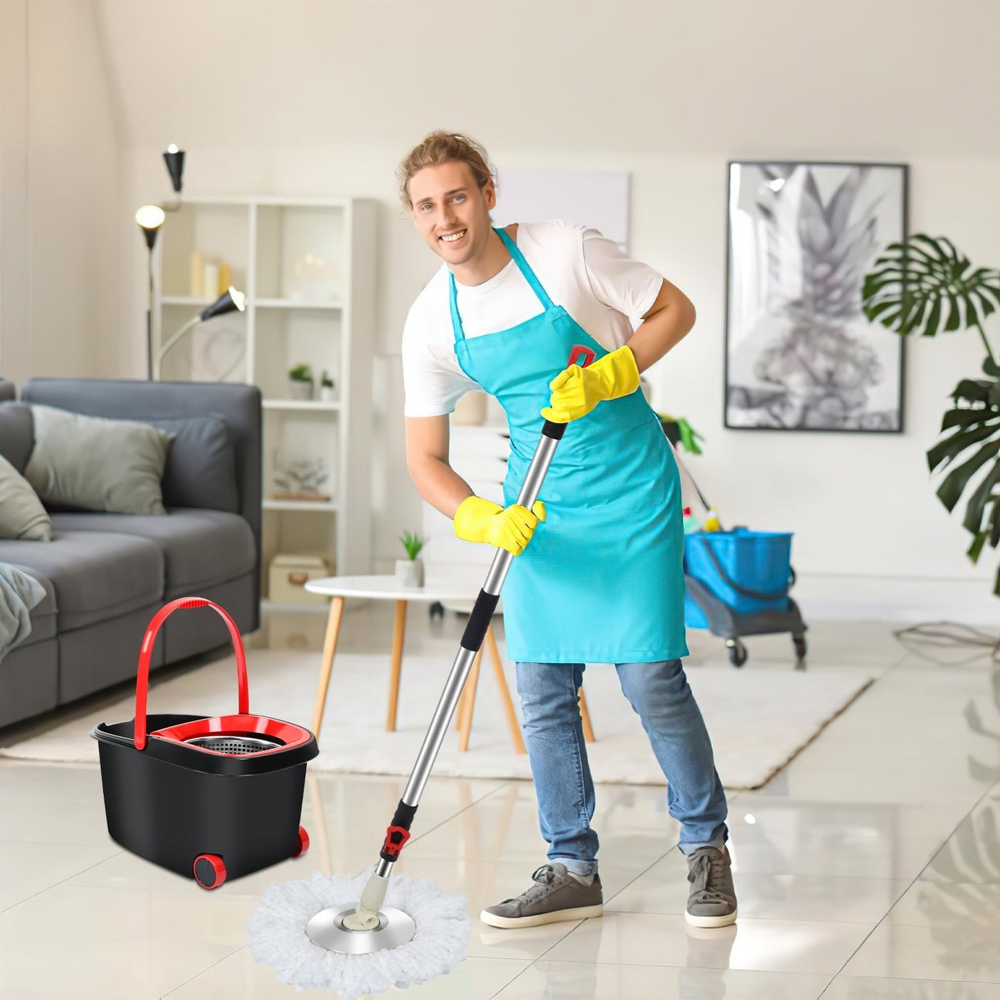 Wischmop Set Bodenwischer mit Eimer | Karnz