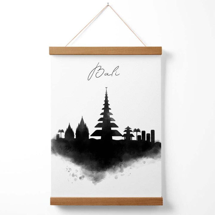 Bali-Aquarell-Skyline-Stadtposter mit Aufhänger