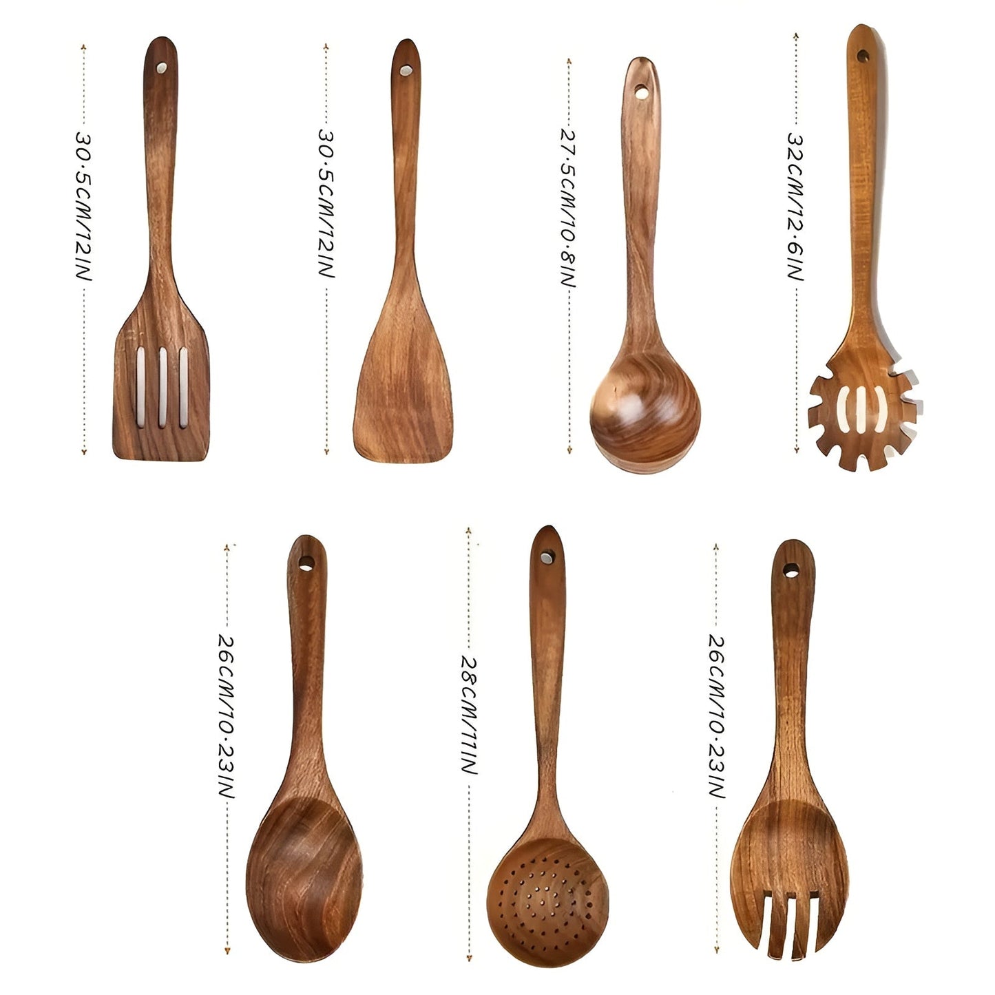 7-teiliges Holz-Küchenutensilien-Set für Töpfe und tägliches Kochen | Karnz