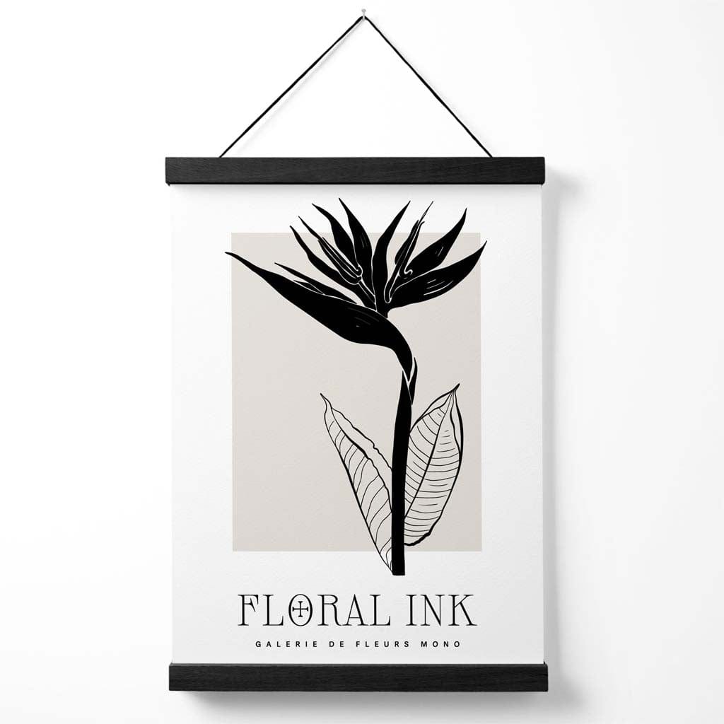 Paradiesvogelblume, florales Tuschezeichnung-Poster mit Aufhänger