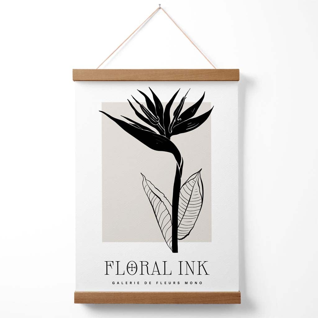 Paradiesvogelblume, florales Tuschezeichnung-Poster mit Aufhänger