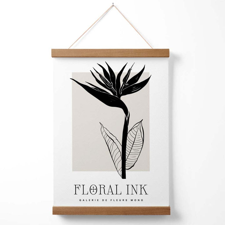 Paradiesvogelblume, florales Tuschezeichnung-Poster mit Aufhänger
