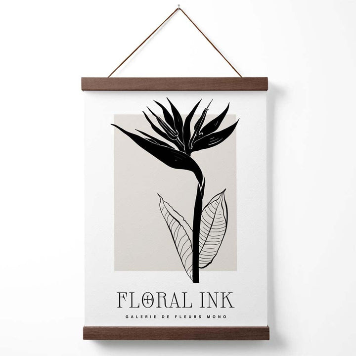 Paradiesvogelblume, florales Tuschezeichnung-Poster mit Aufhänger