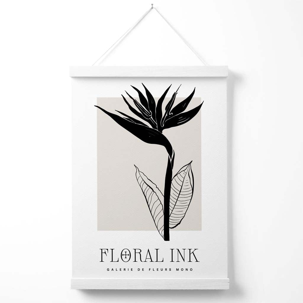 Paradiesvogelblume, florales Tuschezeichnung-Poster mit Aufhänger