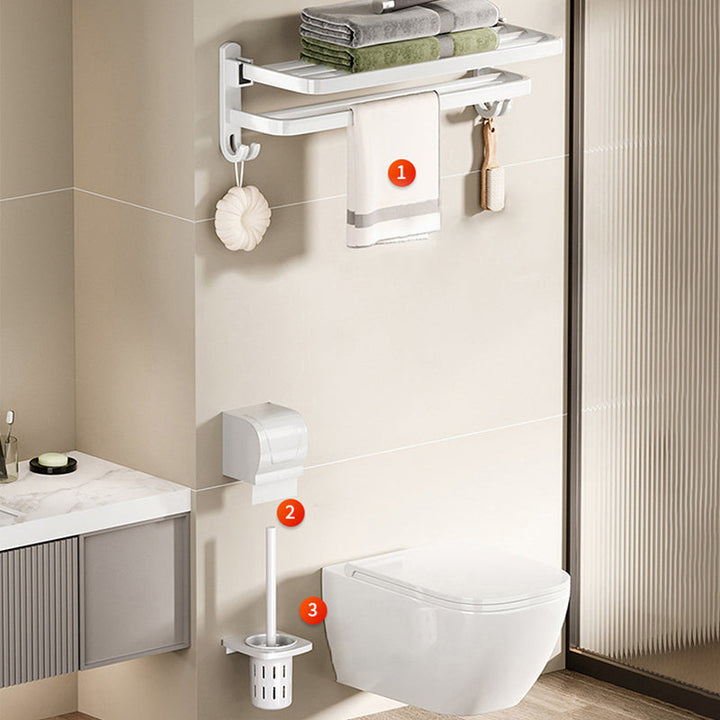 Modernes Badezimmerzubehör Set Handtuchstange Weiß Badregal Badezimmerzubehör Set