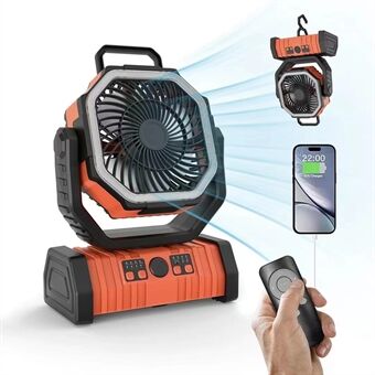 PowerBreeze Campingventilator mit LED & Powerbank – 20000mAh, drehbar & wiederaufladbar | Karnz