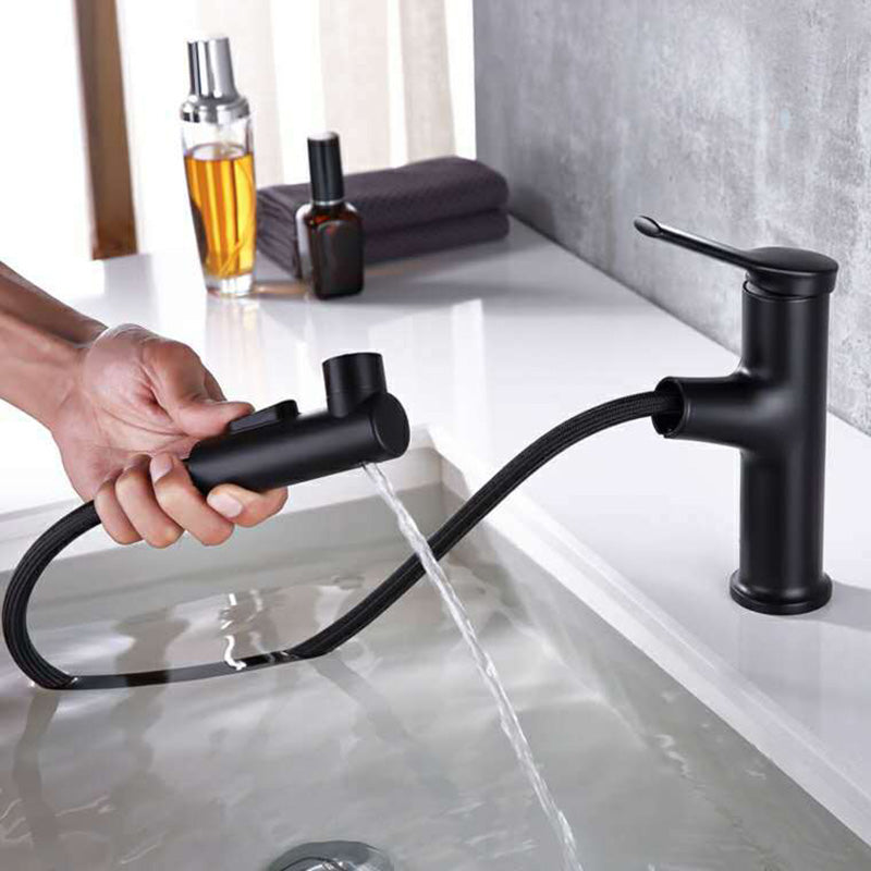 Zeitgenössischer Waschbecken Wasserhahn Plian Niedriger Bogen Drei-Loch Badewasserhahn