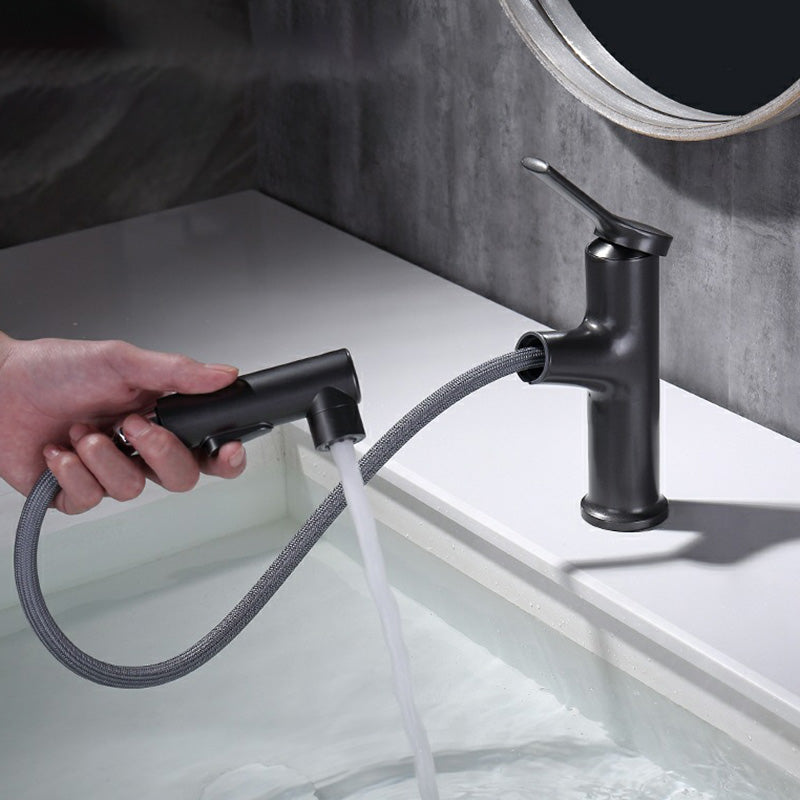Zeitgenössischer Waschbecken Wasserhahn Plian Niedriger Bogen Drei-Loch Badewasserhahn