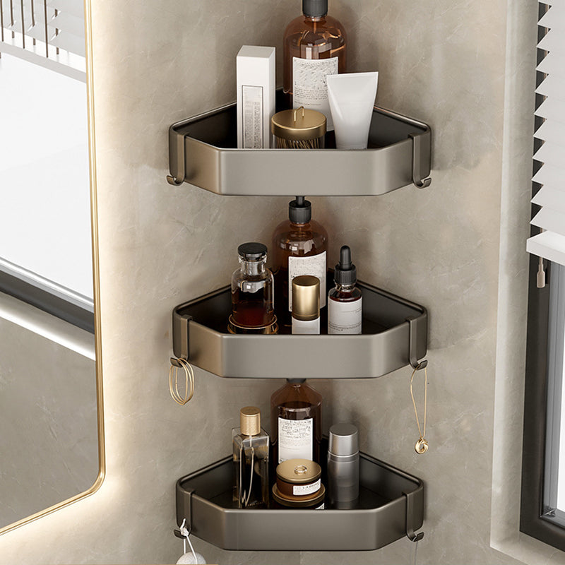 Zeitgenössisches Aluminium Badezimmer Zubehör Set Graue Badablage