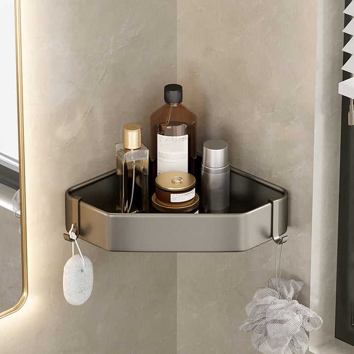Zeitgenössisches Aluminium Badezimmer Zubehör Set Graue Badablage