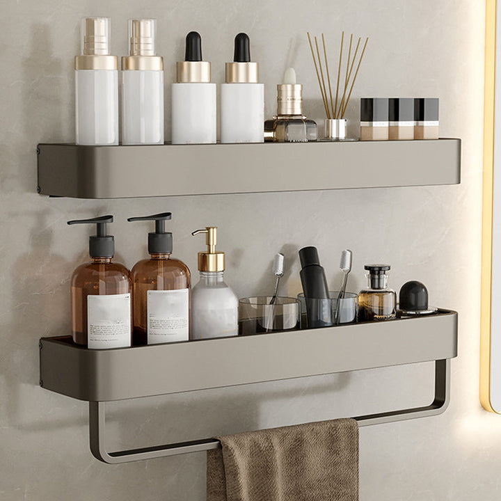 Zeitgenössisches Aluminium Badezimmer Zubehör Set Graue Badablage
